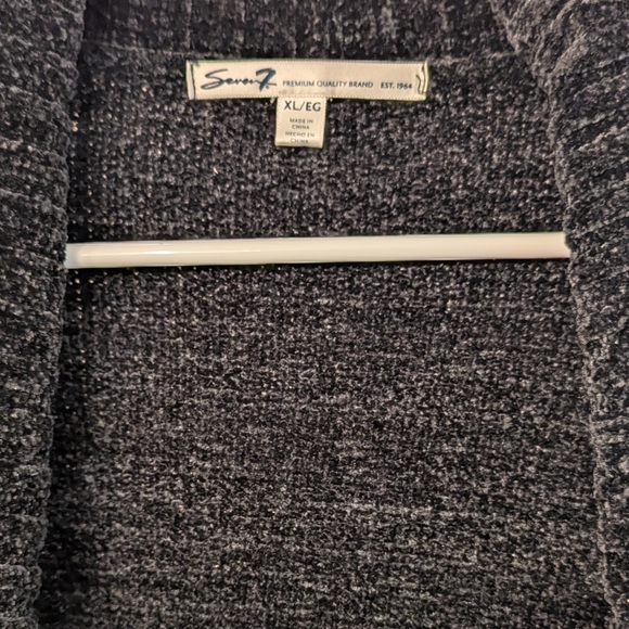 7 For All Mankind Open Cardigan In Black Velour Women's XL Soft Ribbed Sweater - Picture 4 of 6